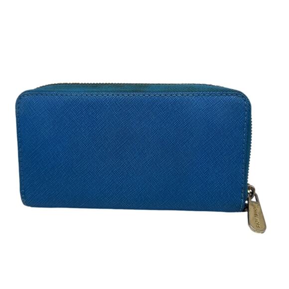 Michael Kors Blue Zip Around Wallet - Picture 2 of 8